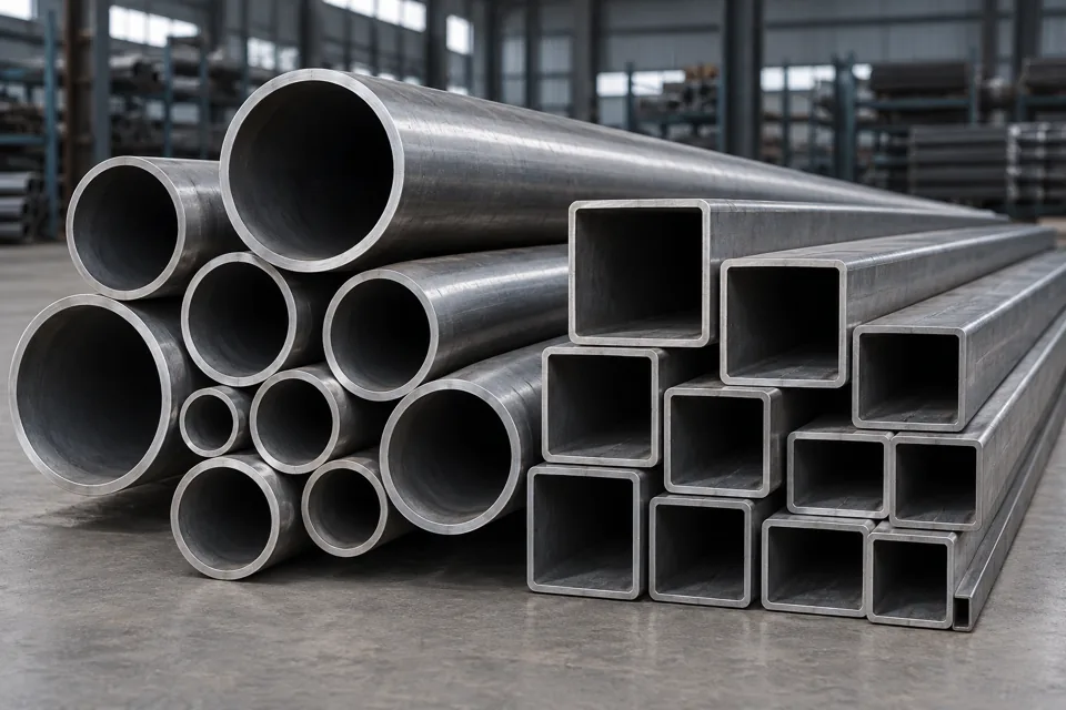 Round pipes and square hollow sections, illustrative image